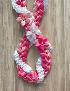 Hot Pink, Pink, and White Wrap Ribbon Lei