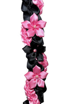 Black and Hot Pink Wrap Ribbon Lei