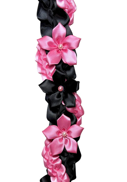 Black and Hot Pink Wrap Ribbon Lei
