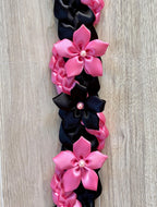 Black and Hot Pink Wrap Ribbon Lei