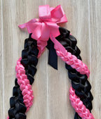 Black and Hot Pink Wrap Ribbon Lei