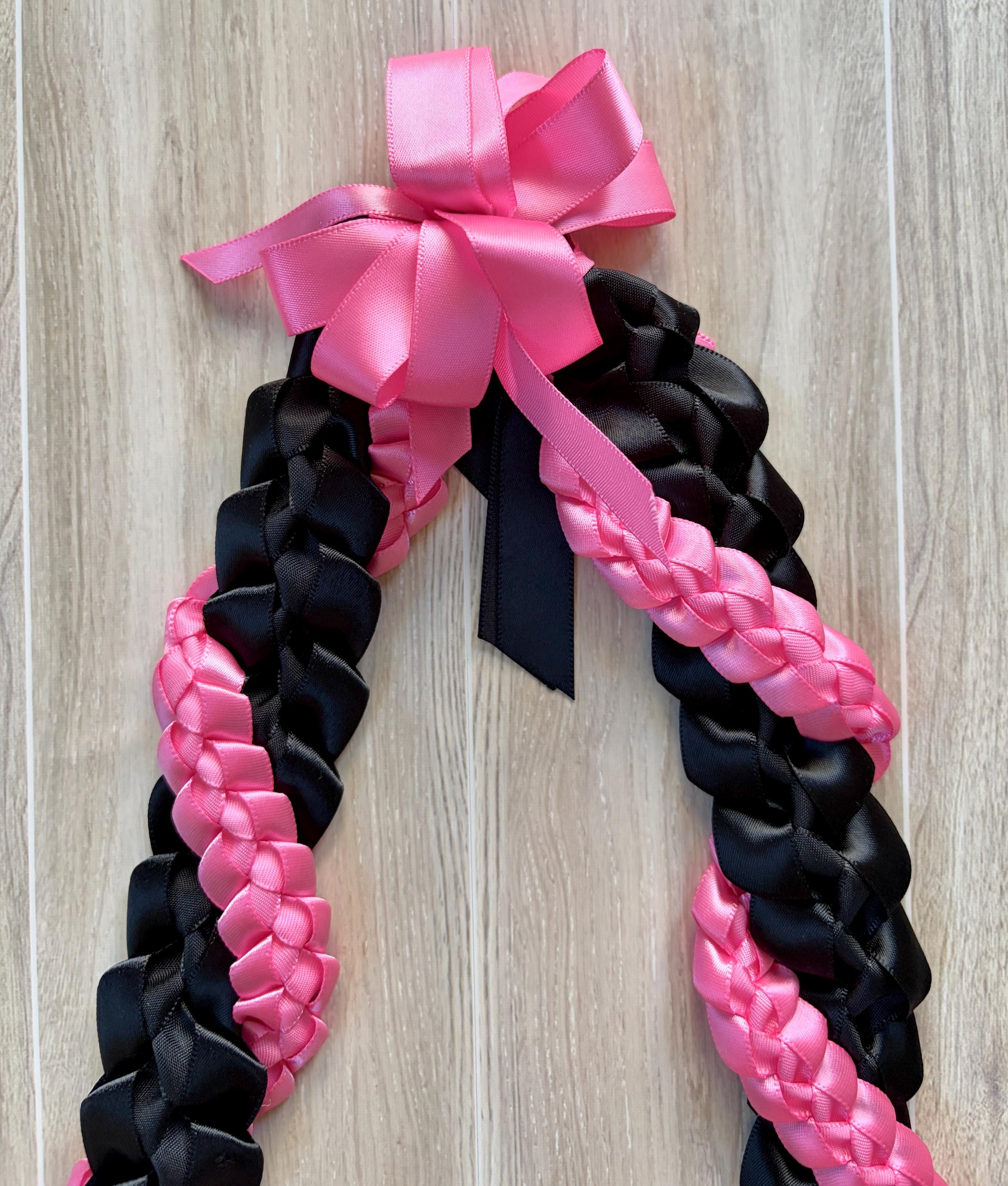 Black and Hot Pink Wrap Ribbon Lei
