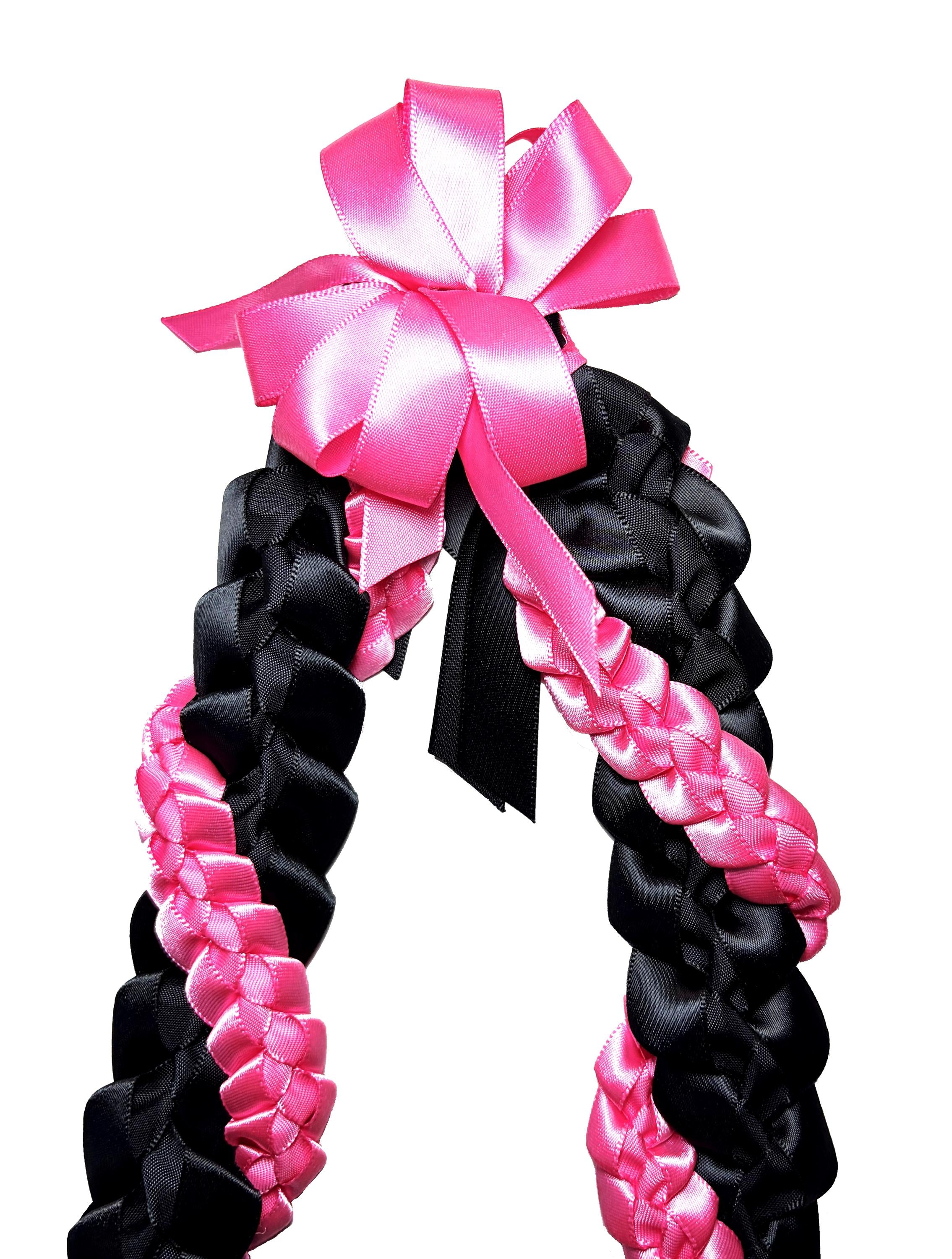 Black and Hot Pink Wrap Ribbon Lei