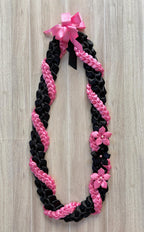 Black and Hot Pink Wrap Ribbon Lei