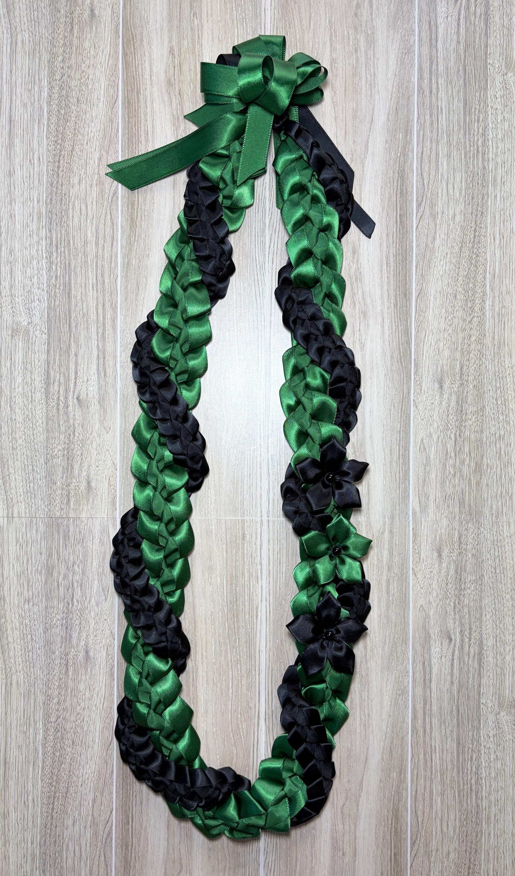 Forest Green and Black Wrap Ribbon Lei