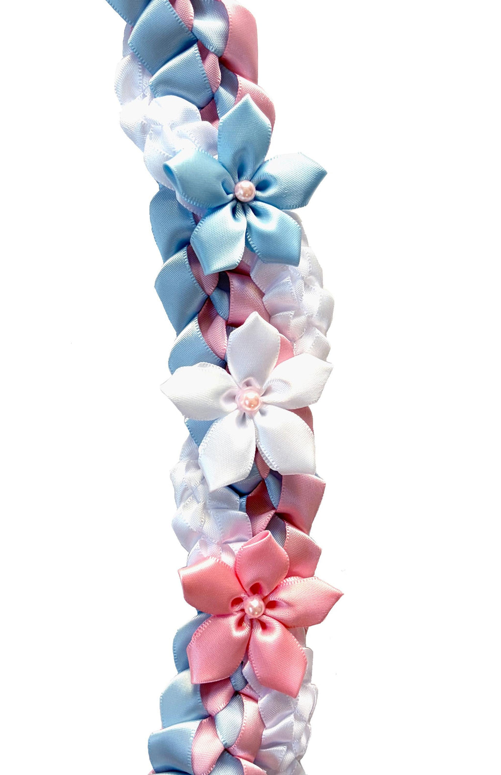 Pink, Light Blue, and White Wrap Ribbon Lei