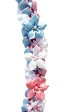 Pink, Light Blue, and White Wrap Ribbon Lei