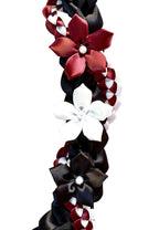 Black, Burgundy, and White Wrap Ribbon Lei