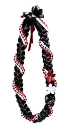 Black, Burgundy, and White Wrap Ribbon Lei