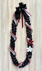 Black, Burgundy, and White Wrap Ribbon Lei