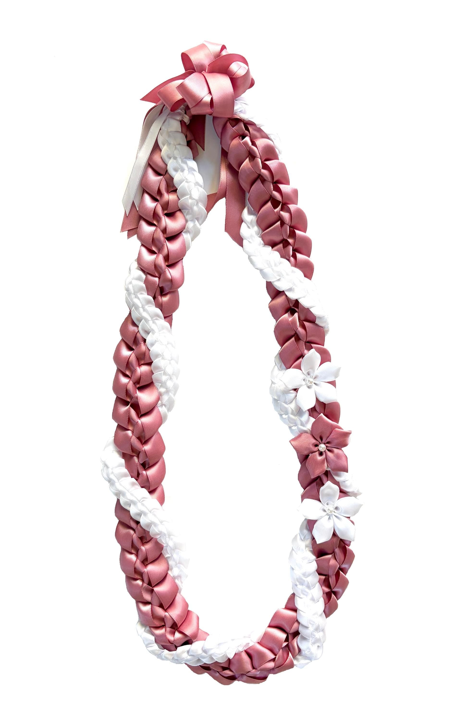 Rose and White Wrap Ribbon Lei