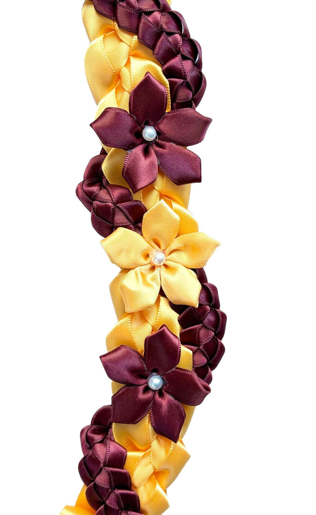 Gold and Burgundy Wrap Ribbon Lei