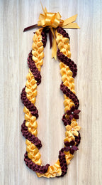 Gold and Burgundy Wrap Ribbon Lei