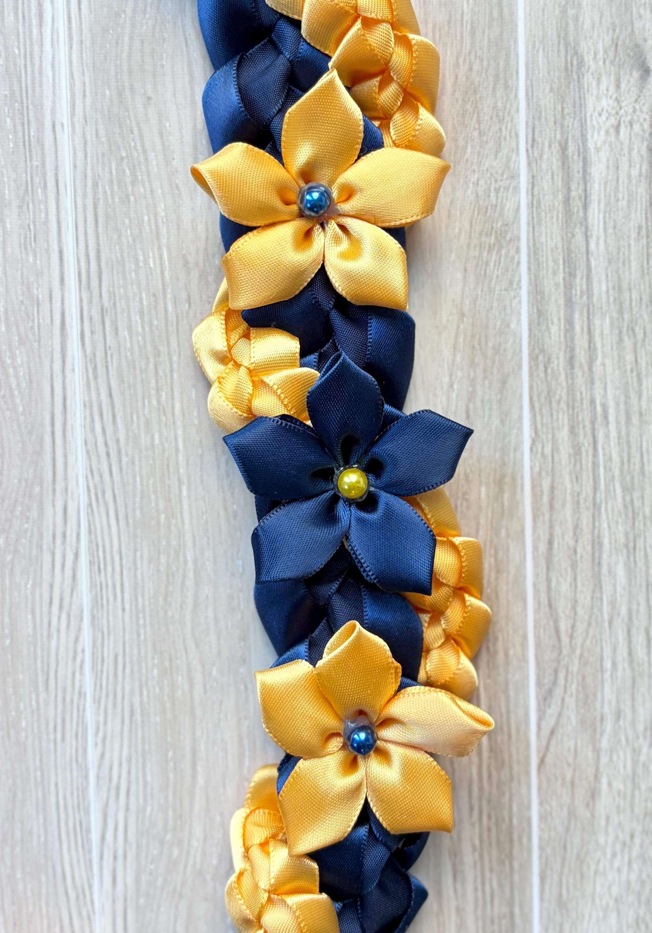 Navy Blue and Gold Wrap Ribbon Lei