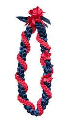 Navy Blue and Scarlet Wrap Ribbon Lei