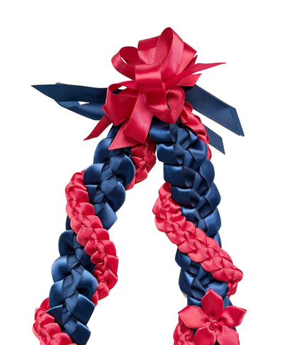 Navy Blue and Scarlet Wrap Ribbon Lei