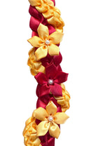 Scarlet and Gold Wrap Ribbon Lei