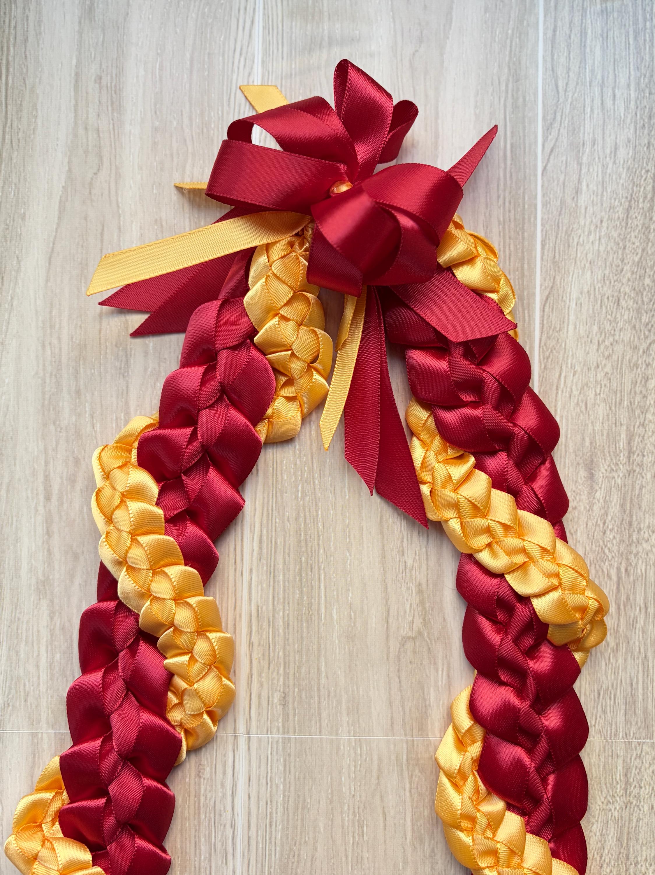 Scarlet and Gold Wrap Ribbon Lei