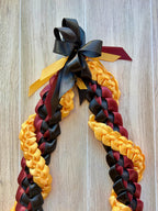 Burgundy, Black and Gold Wrap Ribbon Lei
