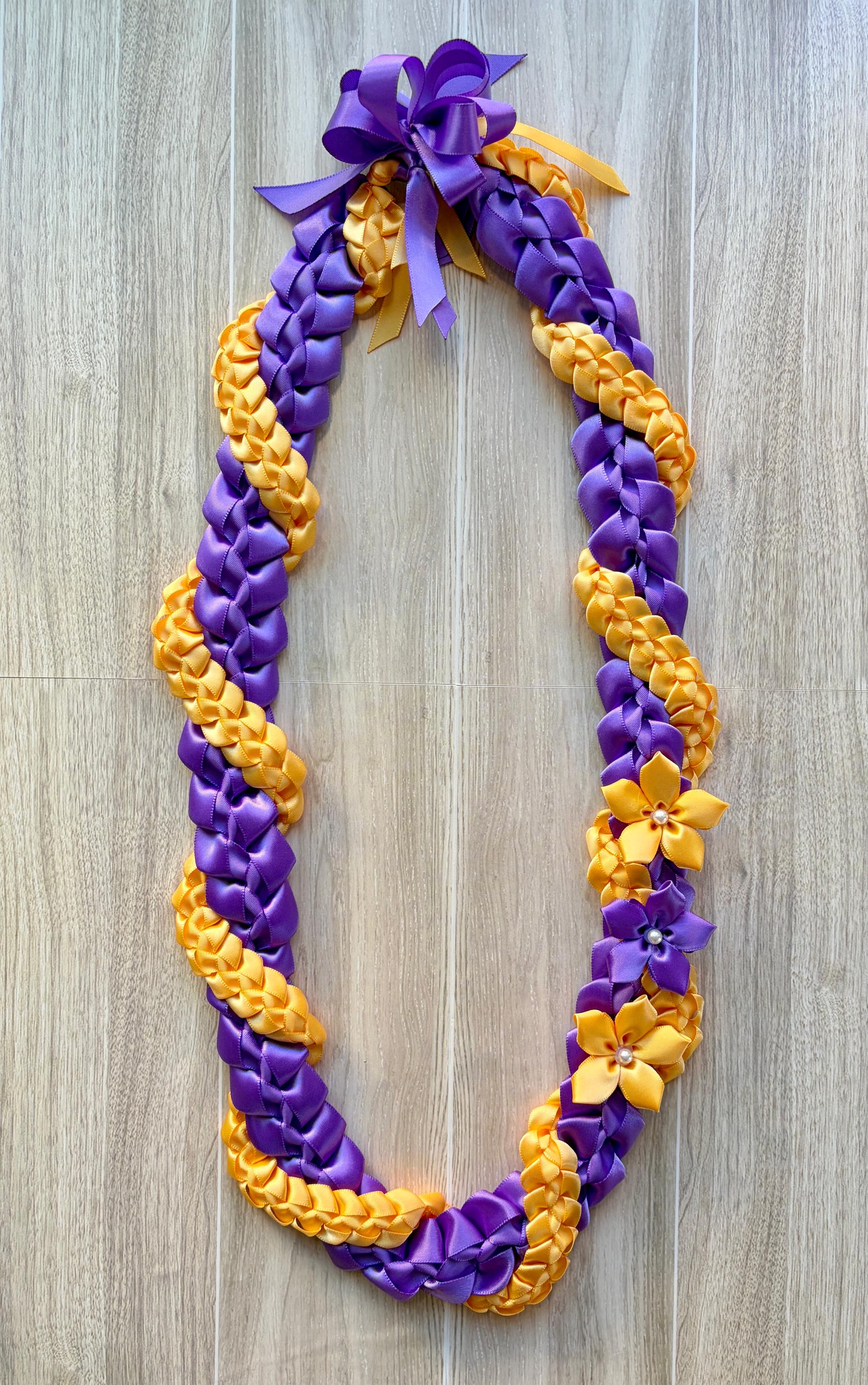 Dark Purple and Gold Wrap Ribbon Lei