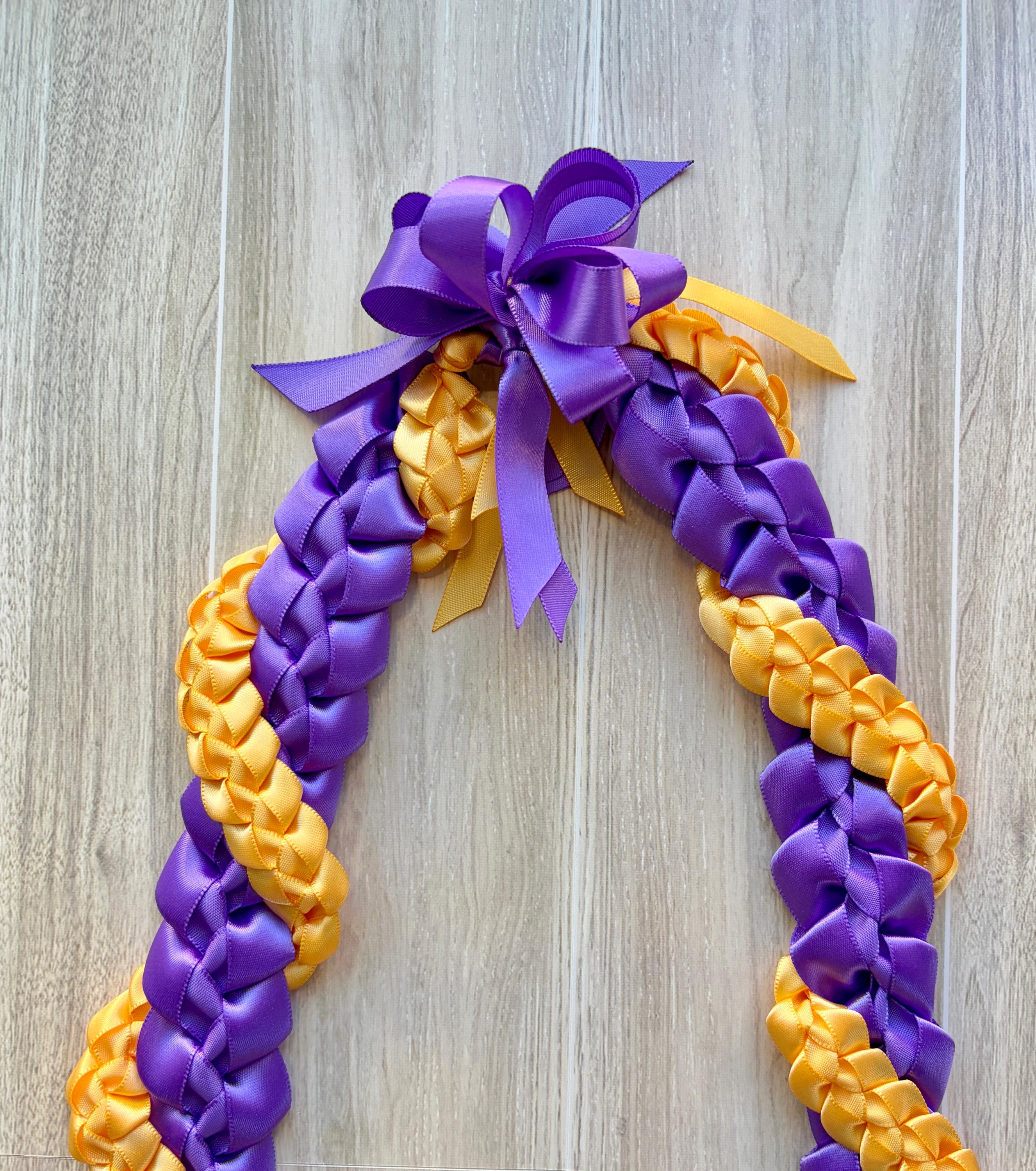 Dark Purple and Gold Wrap Ribbon Lei