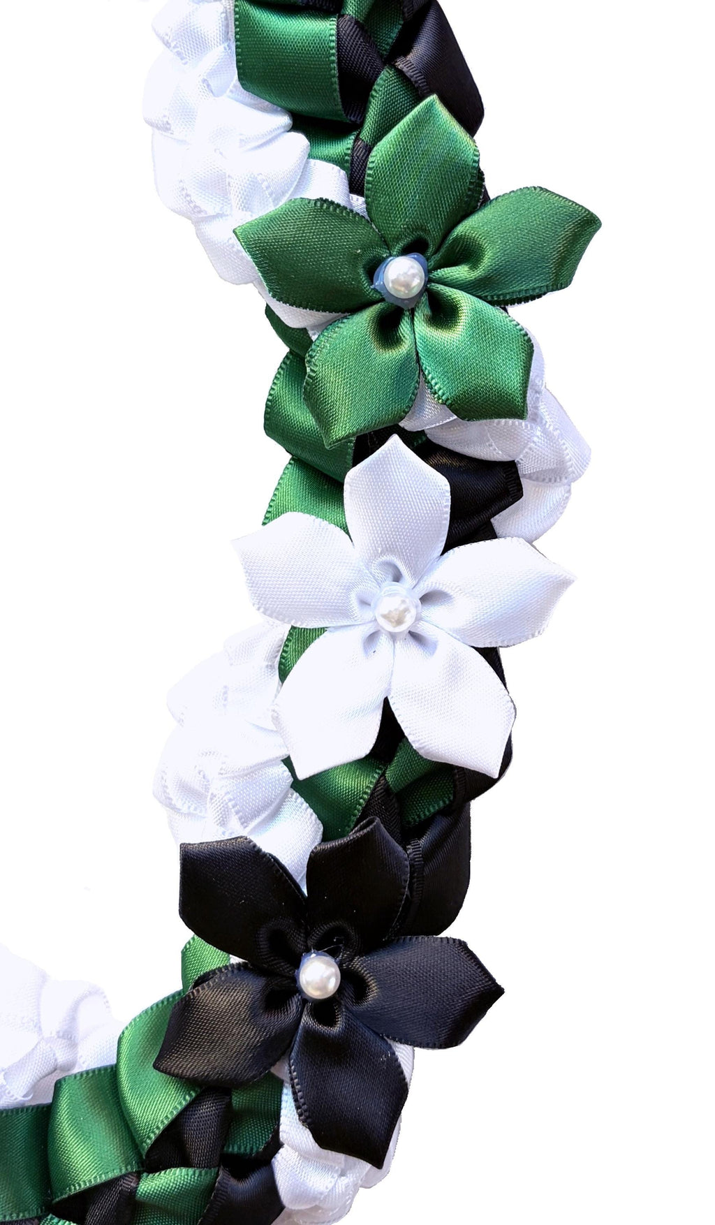 Forest Green, Black and White Wrap Ribbon Lei