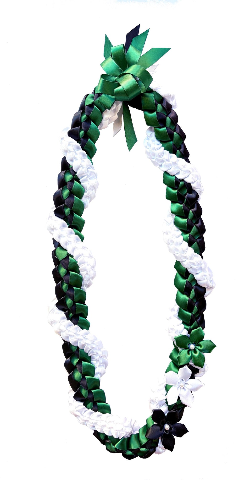 Forest Green, Black and White Wrap Ribbon Lei