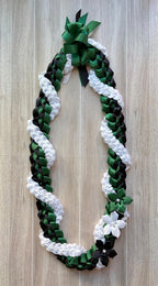 Forest Green, Black and White Wrap Ribbon Lei