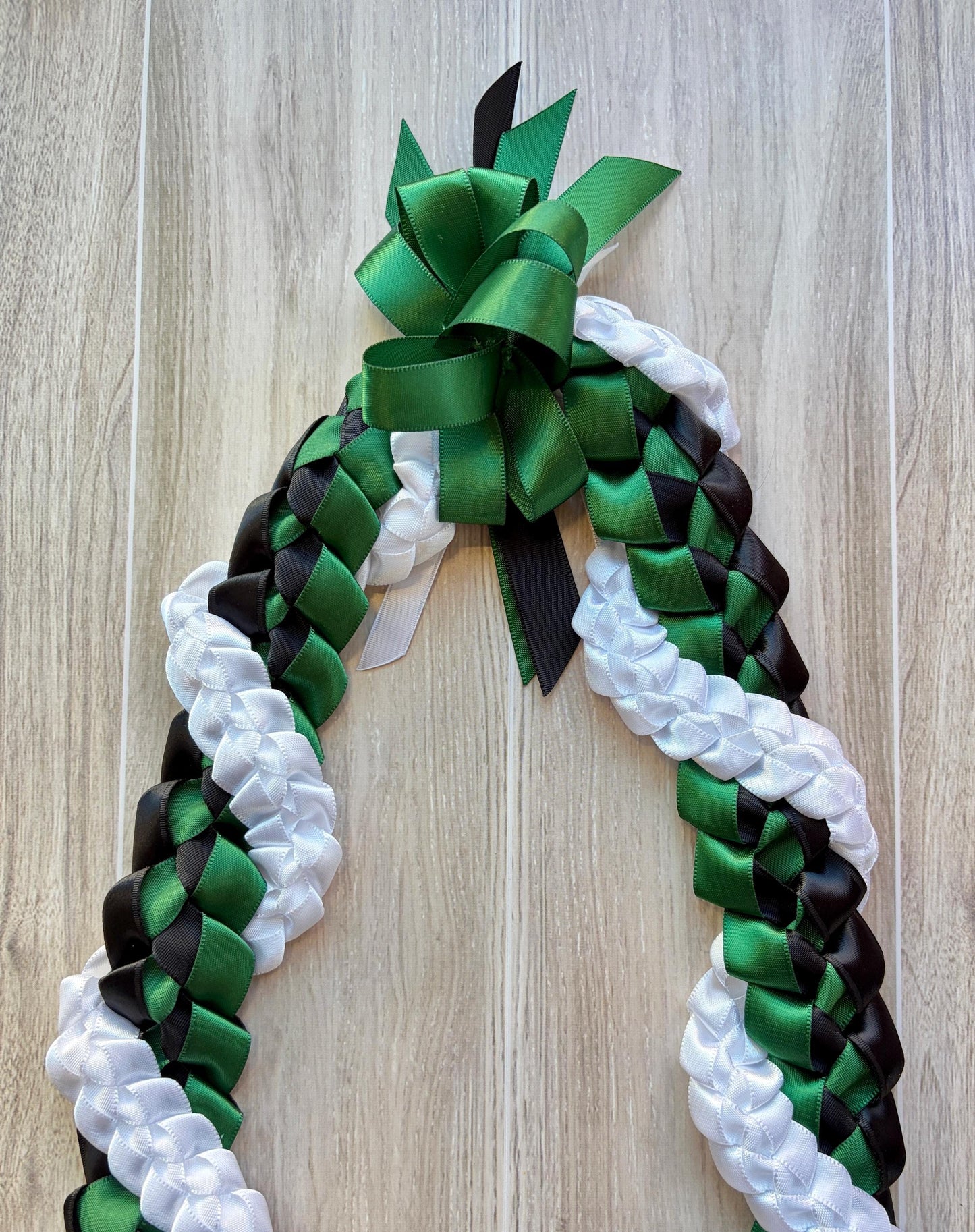 Forest Green, Black and White Wrap Ribbon Lei
