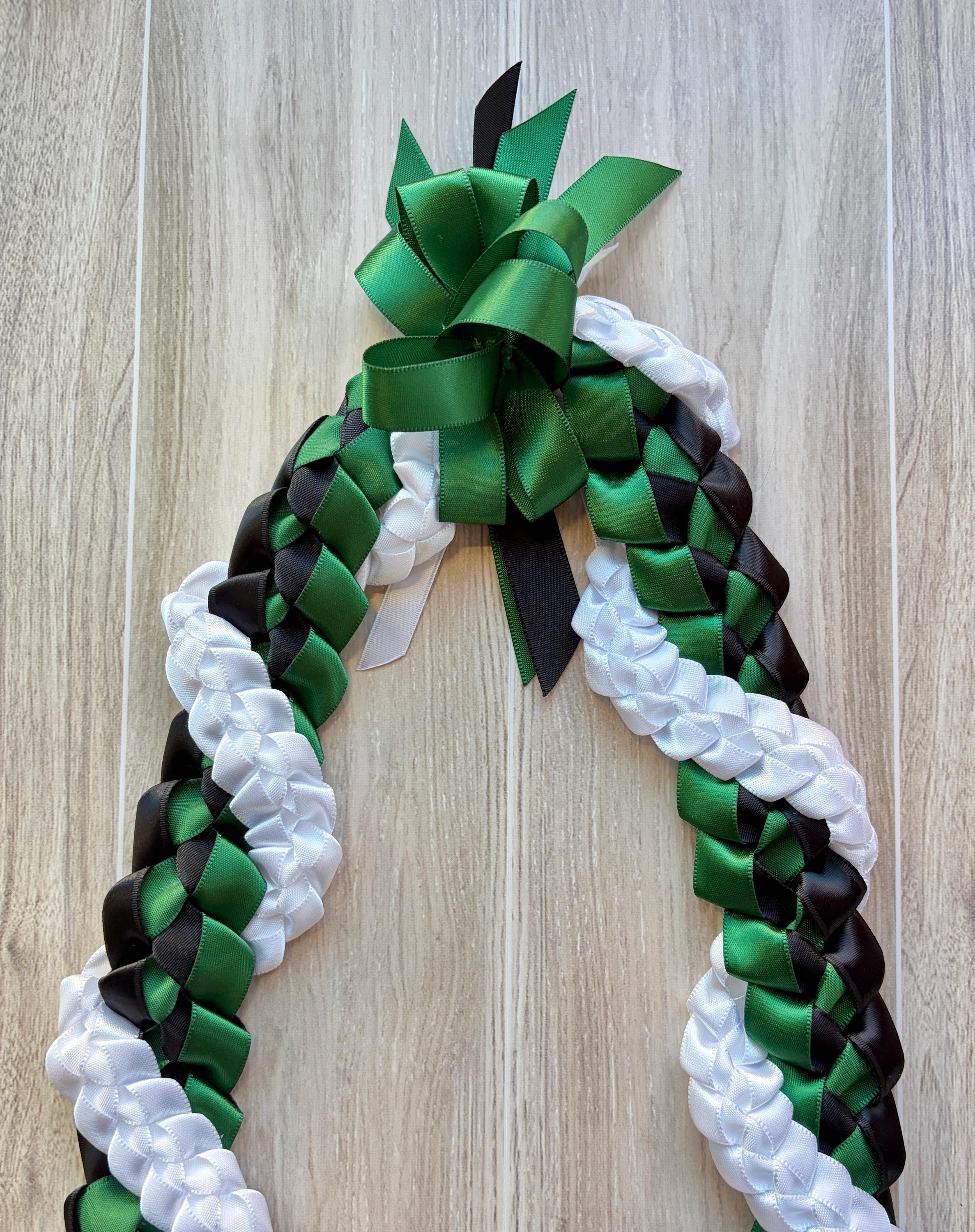 Forest Green, Black and White Wrap Ribbon Lei