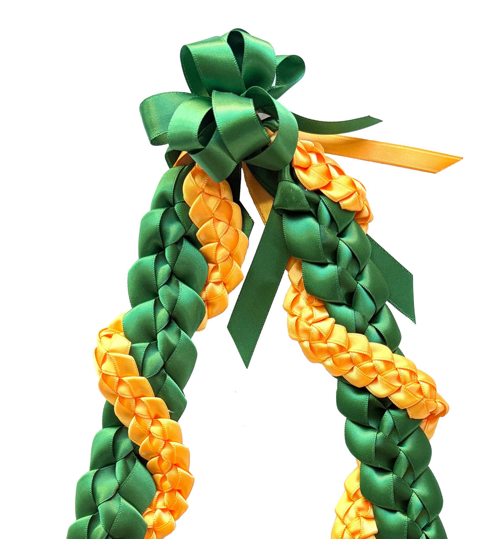 Forest Green and Gold Wrap Ribbon Lei