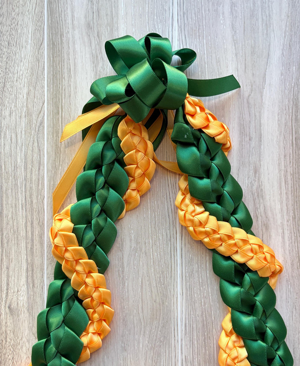 Forest Green and Gold Wrap Ribbon Lei