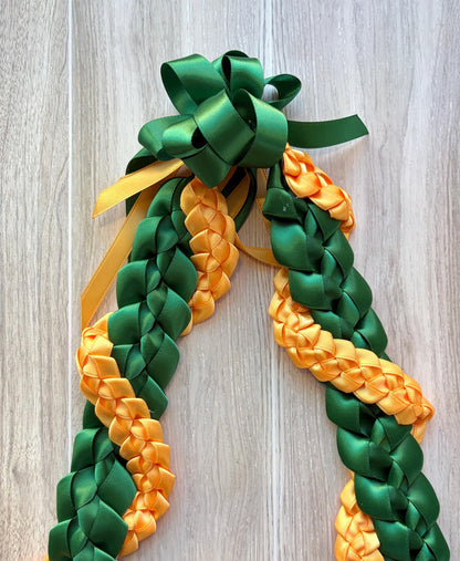 Forest Green and Gold Wrap Ribbon Lei