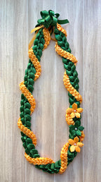 Forest Green and Gold Wrap Ribbon Lei