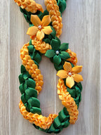 Forest Green and Gold Wrap Ribbon Lei