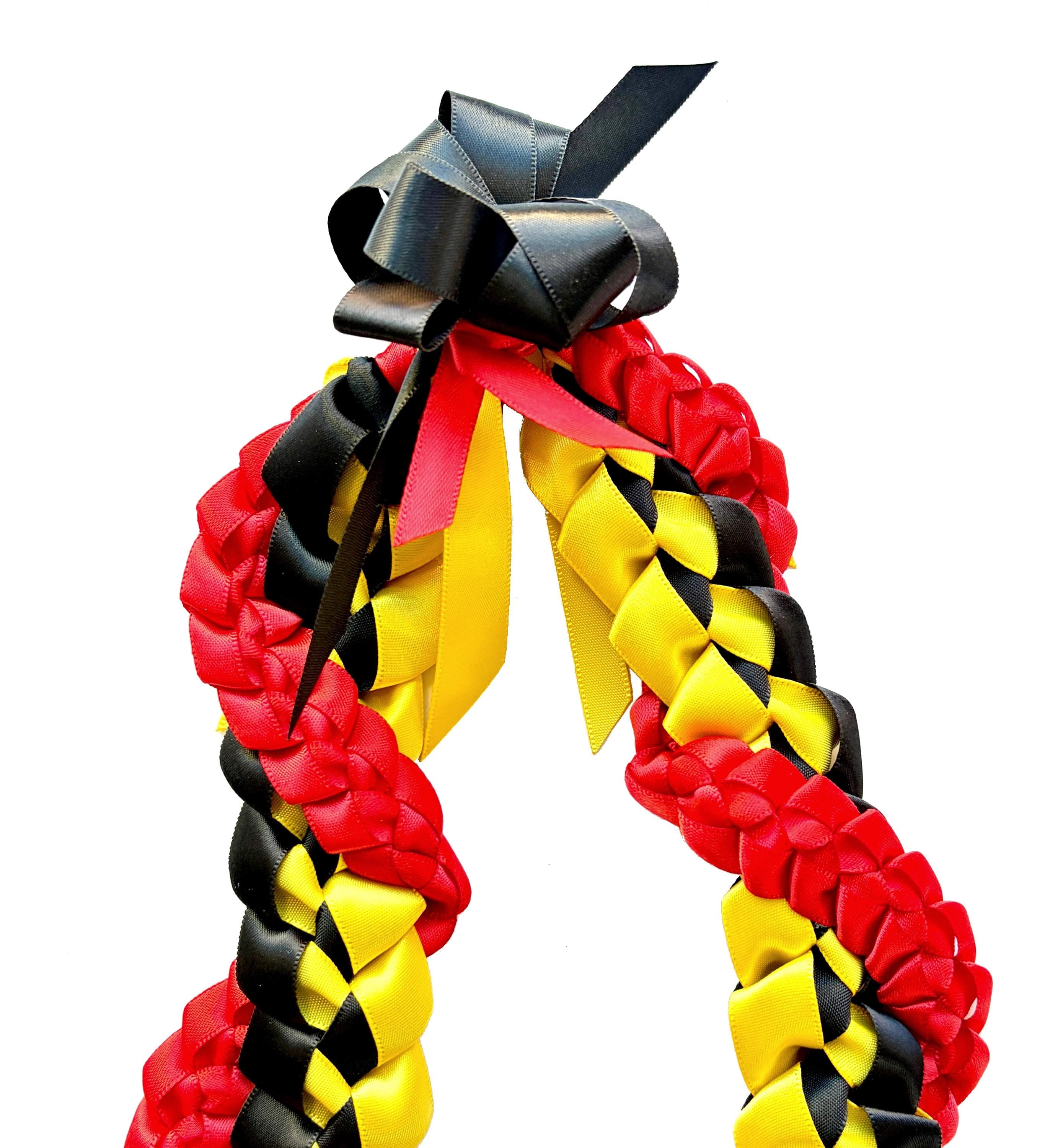 Black, Yellow, and Red Wrap Ribbon Lei