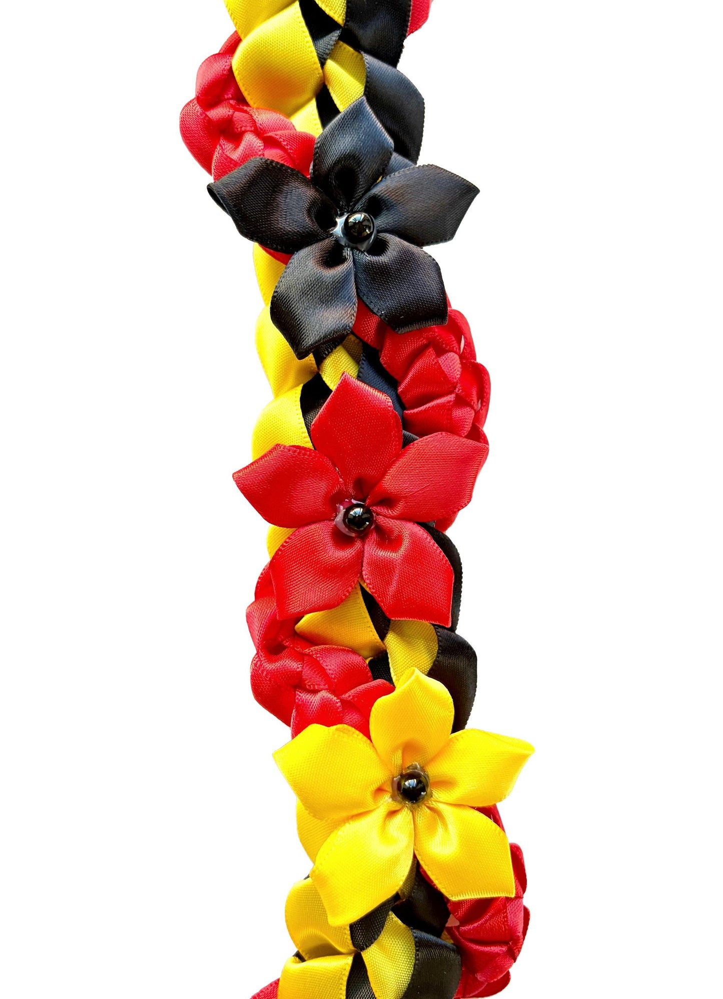 Black, Yellow, and Red Wrap Ribbon Lei
