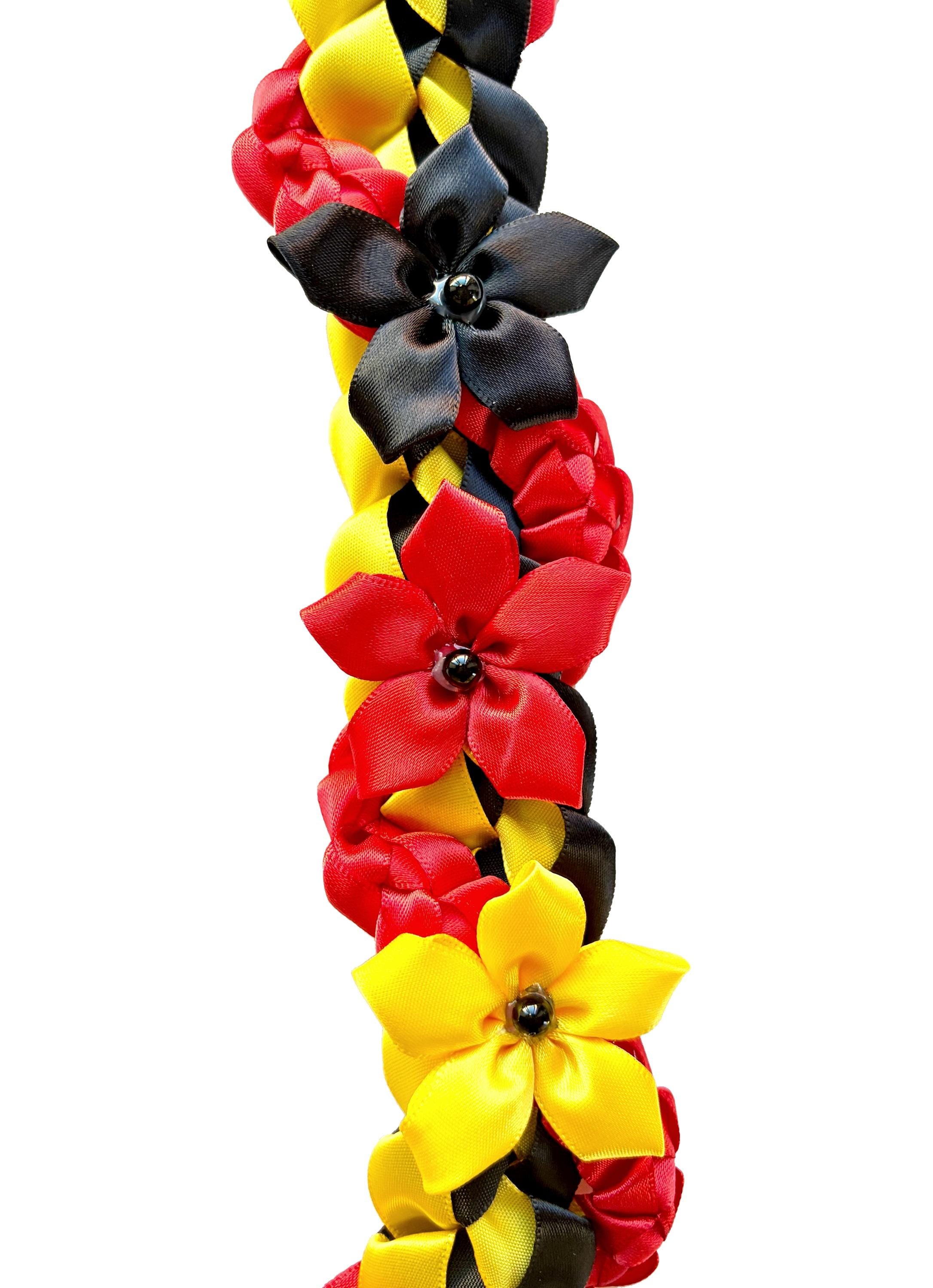 Black, Yellow, and Red Wrap Ribbon Lei