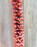 Coral and Purple Plumeria Ribbon Lei