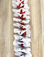 White and Rainbow Grosgrain Plumeria Ribbon Lei