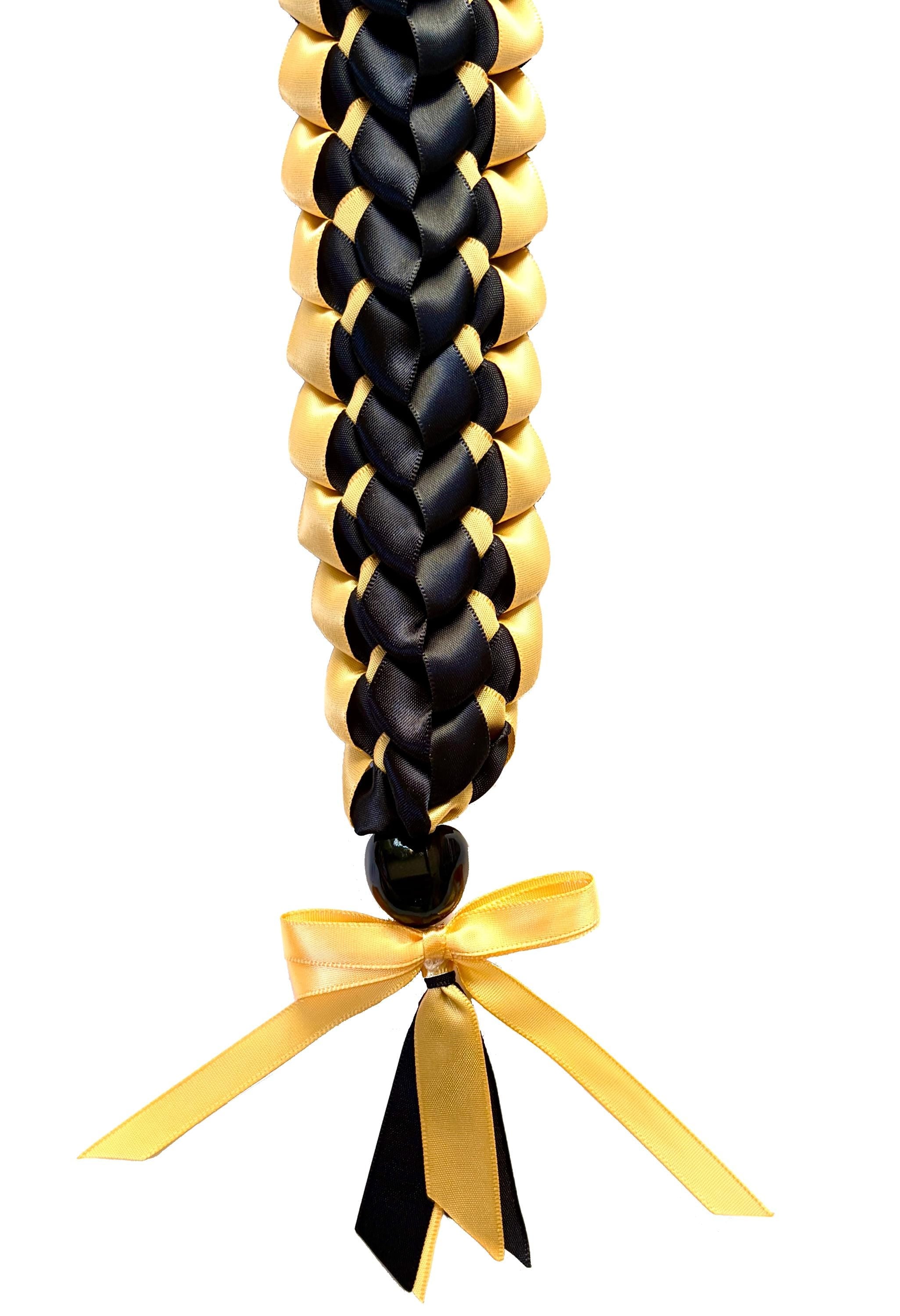 Black and Gold Open Ribbon Lei