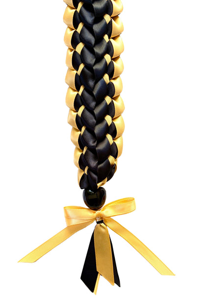Black and Gold Open Ribbon Lei