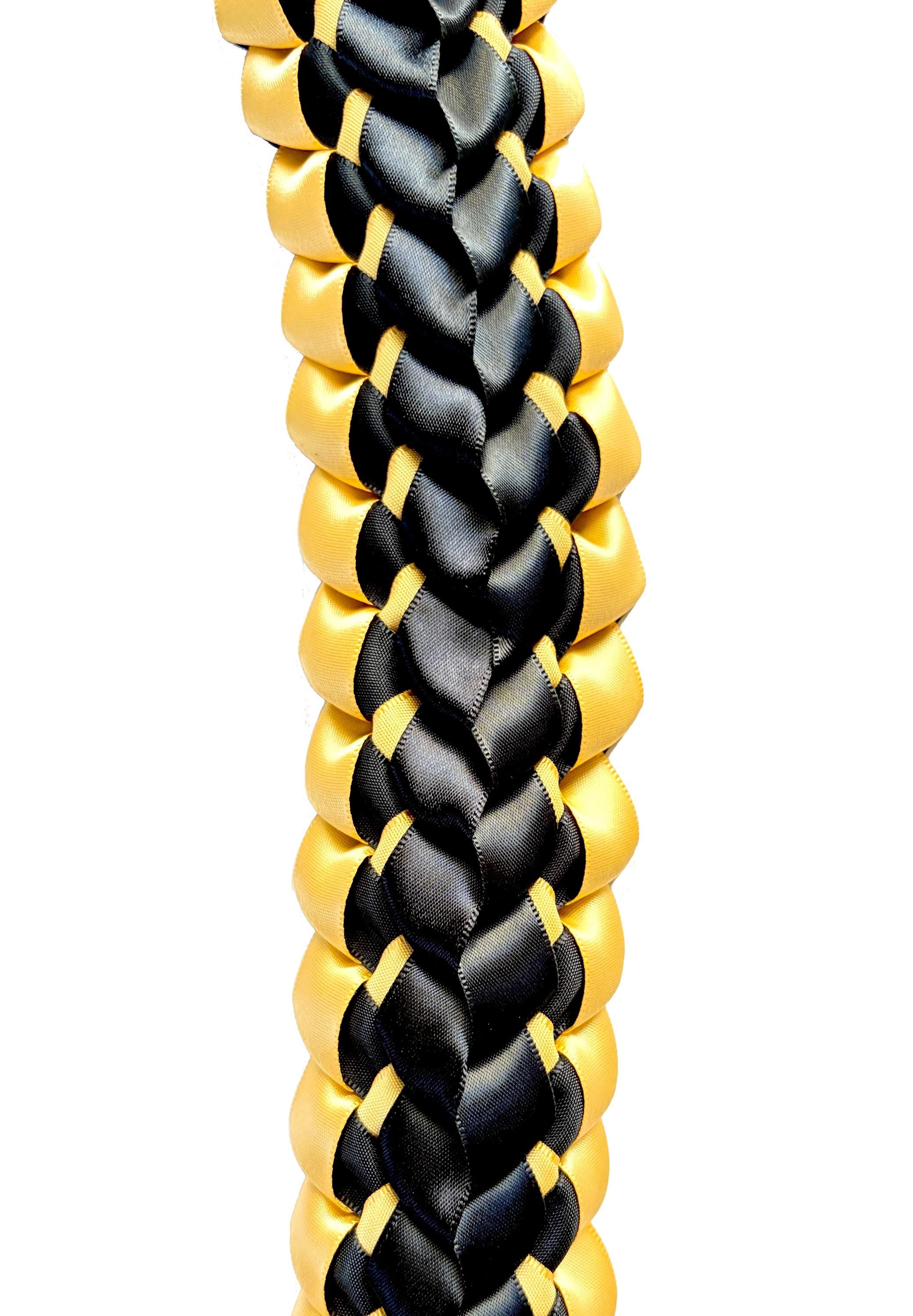 Black and Gold Open Ribbon Lei