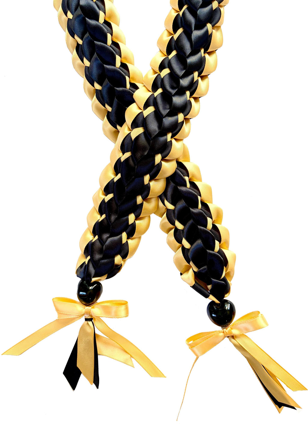 Black and Gold Open Ribbon Lei