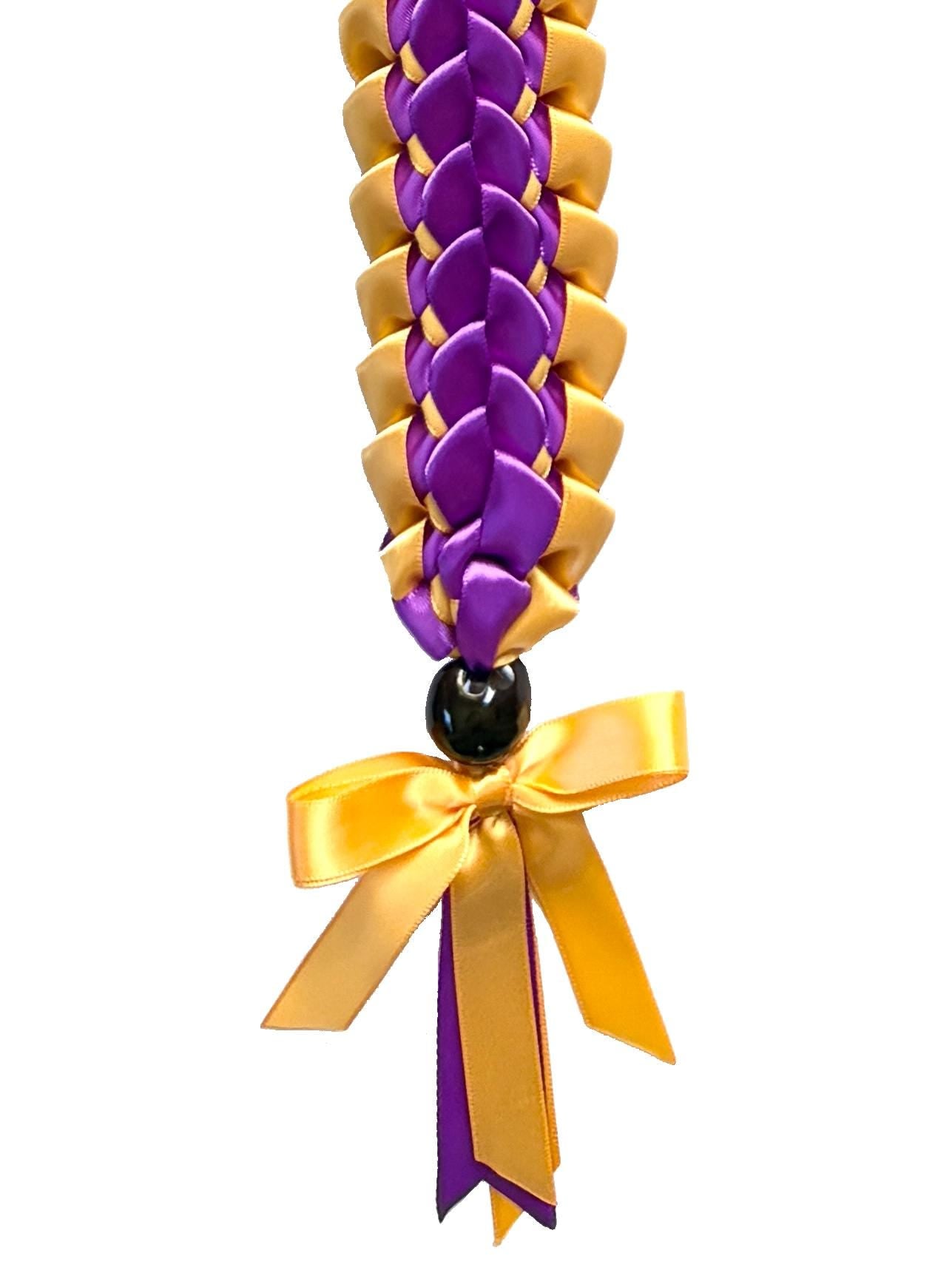 Purple and Gold Open Ribbon Lei