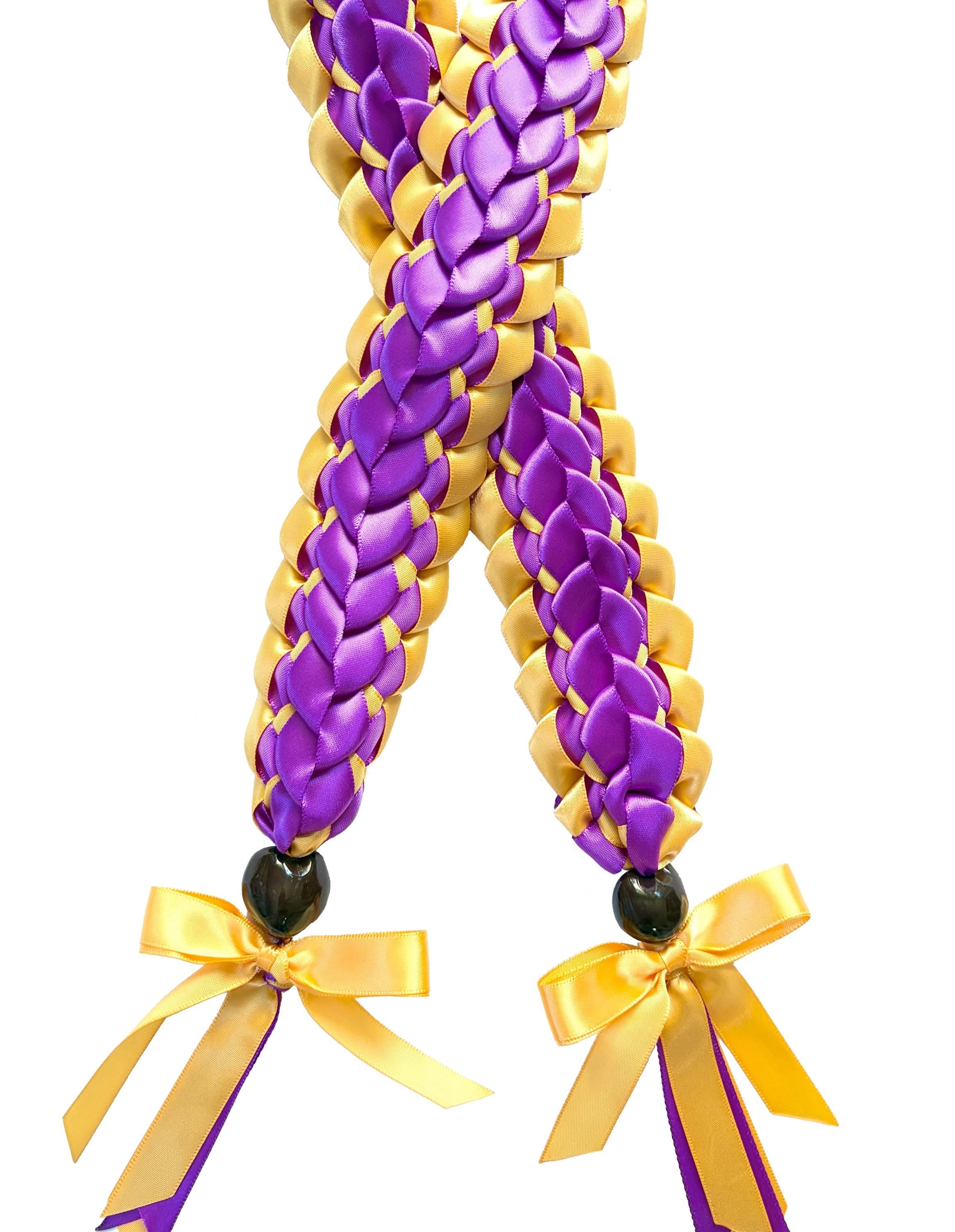 Purple and Gold Open Ribbon Lei
