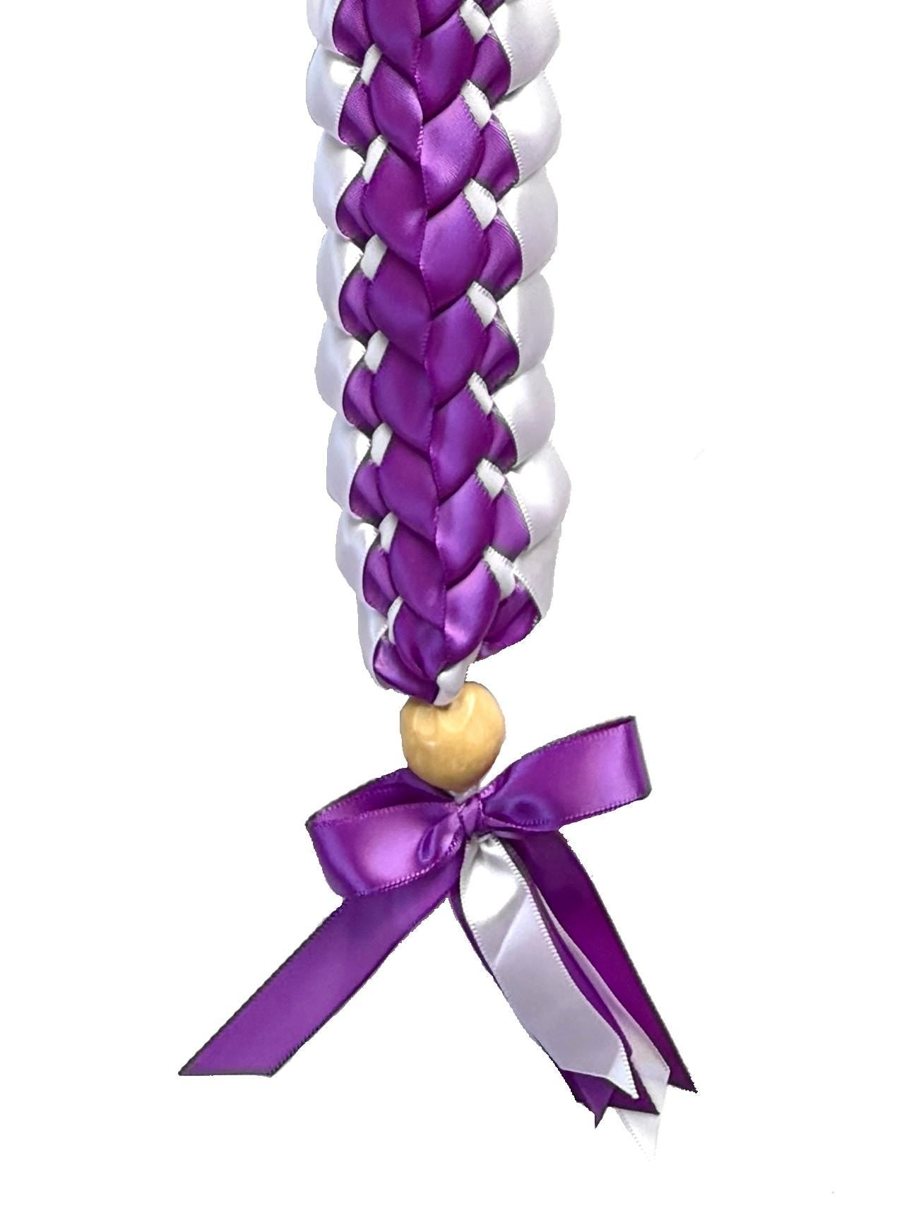 Purple and White Open Ribbon Lei
