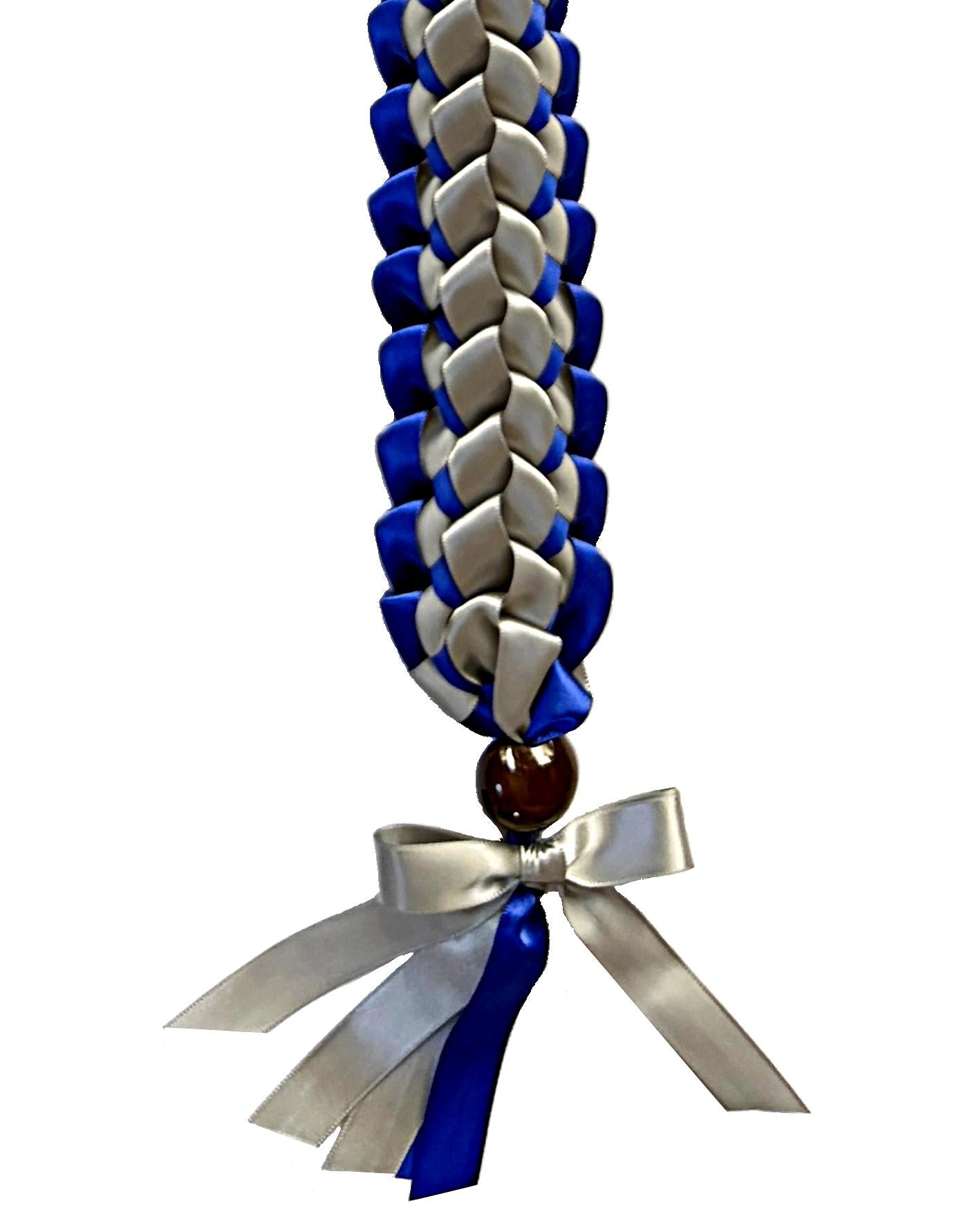 Royal Blue and Silver Open Ribbon Lei
