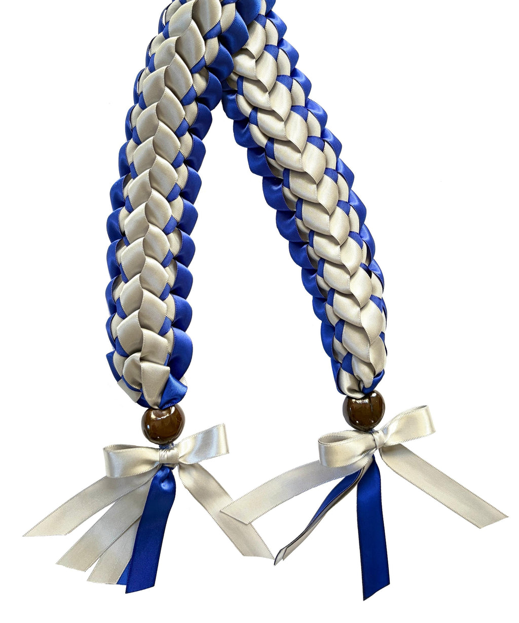 Royal Blue and Silver Open Ribbon Lei