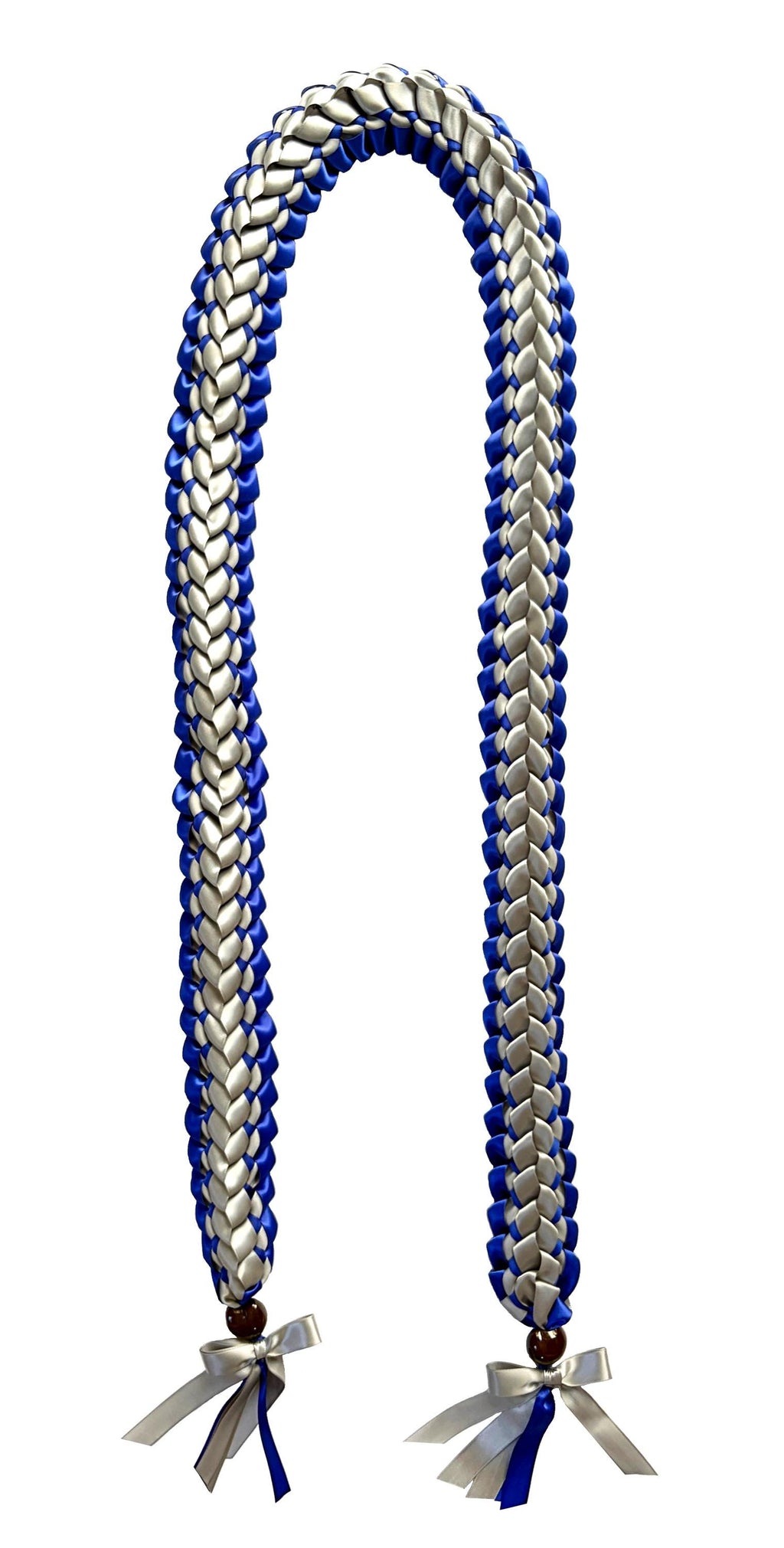 Royal Blue and Silver Open Ribbon Lei